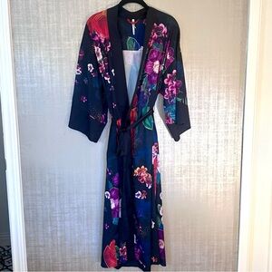 Soma Long Black Floral Robe